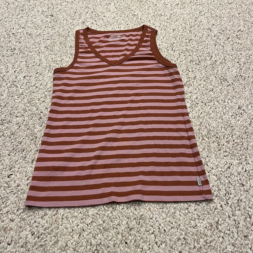 Eddie Bauer Striped V Neck Tank Top M Tall Casual Outdoor Classic Capsule Basic